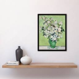Artery8 White Roses In Green Vase Van Gogh Vintage Framed Wall Art Print - Size: A4 - thumbnail 4