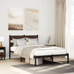 Berkfield Home Elegant Bed Frame without Mattress with Headboard Brown Oak 120x200 cm - Size: Small Double - thumbnail 2