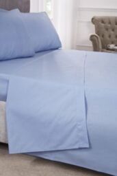 New Edge Blinds Percale Collection 180 Thread Count Percale Flat Sheet in Blue - Size: Super King - thumbnail 1