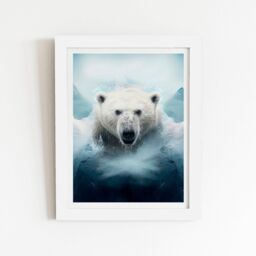 "Warren Reed - Designer Polar Bear Splashart Framed Art Print in White - Size: W12"" x H16""" - thumbnail 1