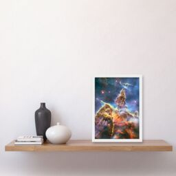 Artery8 Space Stars Nebula Galaxy Universe Hubble Mystic Mountain Cosmos Artwork Framed Wall Art Print A4 in White - thumbnail 2