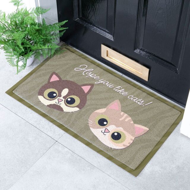 Artsy Mats Hope You Like Cats Doormat (70 x 40cm) in White - Size: 40 cm x 70 cm - image 1
