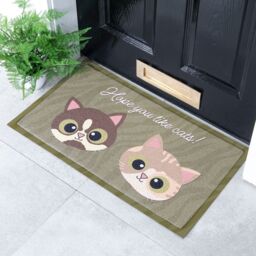 Artsy Mats Hope You Like Cats Doormat (70 x 40cm) in White - Size: 40 cm x 70 cm