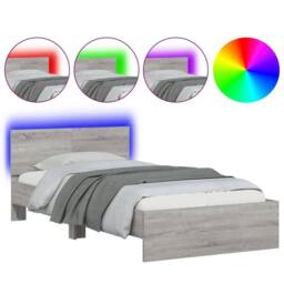 Berkfield Home Bed Frame without Mattress with LED Lights Grey Sonoma 100x200 cm - thumbnail 1