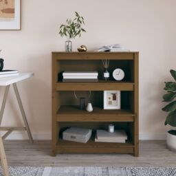 Berkfield Home Book Cabinet Honey Brown 80x35x97 cm Solid Wood Pine - Size: 80 x 35 x 97 cm - thumbnail 1