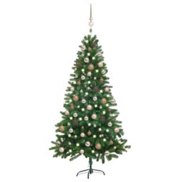 Berkfield Home Artificial Pre-lit Christmas Tree with Ball Set 150 cm Green - thumbnail 1