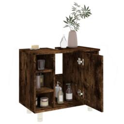Berkfield Home Bathroom Cabinet Smoked Oak 60x32x53.5 cm Engineered Wood in Brown - thumbnail 4