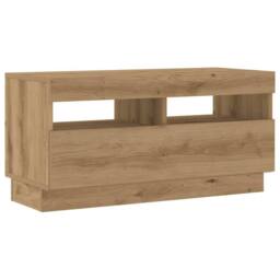 Berkfield Home TV Cabinet with LED Lights Artisan Oak 180x35x40 cm Engineered Wood in Brown - Size: 180 x 35 x 40 cm - thumbnail 6