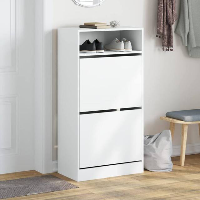 Berkfield Home Shoe Cabinet White 60x34x116 cm Engineered Wood - Size: 60 x 34 x 116 cm - image 1