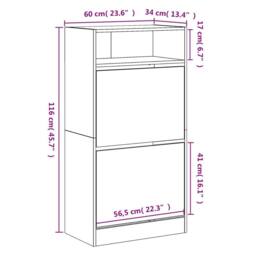 Berkfield Home Shoe Cabinet White 60x34x116 cm Engineered Wood - Size: 60 x 34 x 116 cm - thumbnail 9