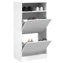 Berkfield Home Shoe Cabinet White 60x34x116 cm Engineered Wood - Size: 60 x 34 x 116 cm - thumbnail 2