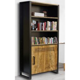 Jaipur Furniture Ltd Frais Range Bookcase - Mango Wood - L35 x W73 x H190 cm - PP Sawn Finish in Black - thumbnail 5