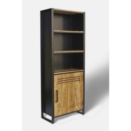 Jaipur Furniture Ltd Frais Range Bookcase - Mango Wood - L35 x W73 x H190 cm - PP Sawn Finish in Black - thumbnail 1