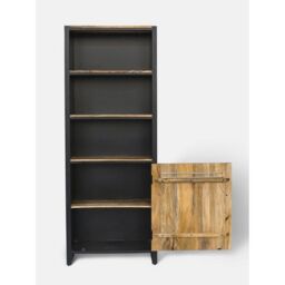 Jaipur Furniture Ltd Frais Range Bookcase - Mango Wood - L35 x W73 x H190 cm - PP Sawn Finish in Black - thumbnail 3