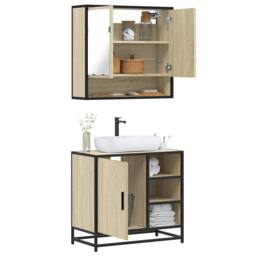 Berkfield Home Durable 2 Piece Bathroom Furniture Set Sonoma Oak Engineered Wood in Brown - thumbnail 2