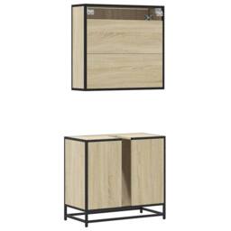 Berkfield Home Durable 2 Piece Bathroom Furniture Set Sonoma Oak Engineered Wood in Brown - thumbnail 7