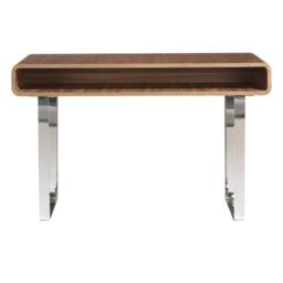 Angel Cerda Walnut Veneer Console Table with Chrome Legs in Brown - thumbnail 2