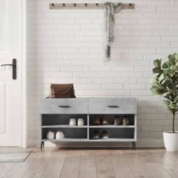 Berkfield Home Shoe Bench Concrete Grey 102x35x55 cm Engineered Wood - Size: 102 x 35 x 55 cm