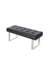 Living and Home Faux Leather Bench with Steel Legs in Black - thumbnail 4
