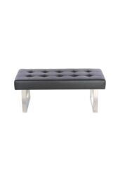 Living and Home Faux Leather Bench with Steel Legs in Black - thumbnail 5