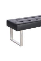 Living and Home Faux Leather Bench with Steel Legs in Black - thumbnail 6