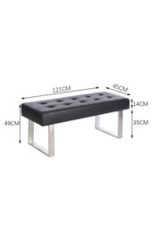 Living and Home Faux Leather Bench with Steel Legs in Black - thumbnail 3