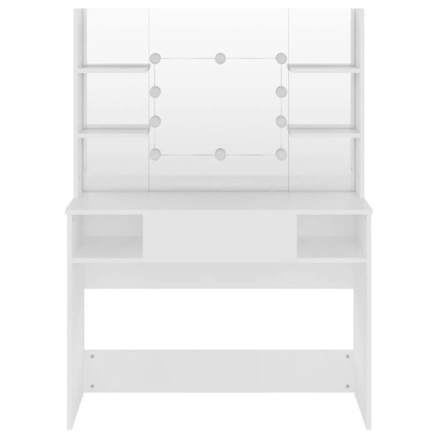 Berkfield Home Makeup Table with LED Lights 100x40x135 cm MDF White - Size: 100 x 40 x 135 cm - image 1
