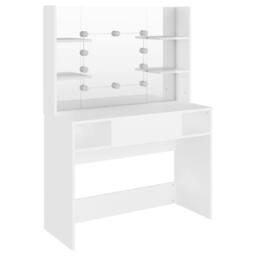 Berkfield Home Makeup Table with LED Lights 100x40x135 cm MDF White - Size: 100 x 40 x 135 cm - thumbnail 5
