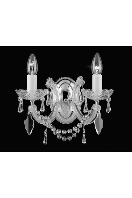 Netlighting CP0015002WBG Marie Theresa Glass Arm Gold Candle Wall Lamp in Grey