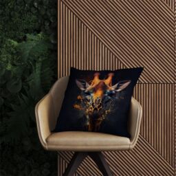 Warren Reed - Designer Golden Giraffe Face Splashart Outdoor Cushion in Yellow - Size: 45 cm x 45 cm - thumbnail 2