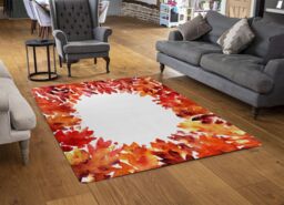 Benjamin Tate Design Circled Autumn Leaves Rug in Natural - Size: Large - thumbnail 2