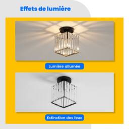 Pheashine Square Crystal Ceiling Light 13x13x17.5cm E27 Base (Bulb Not Included) in Black - Size: 13x13x17.5 cm - thumbnail 2