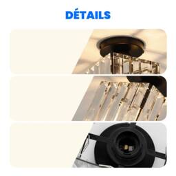 Pheashine Square Crystal Ceiling Light 13x13x17.5cm E27 Base (Bulb Not Included) in Black - Size: 13x13x17.5 cm - thumbnail 4