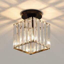 Pheashine Square Crystal Ceiling Light 13x13x17.5cm E27 Base (Bulb Not Included) in Black - Size: 13x13x17.5 cm