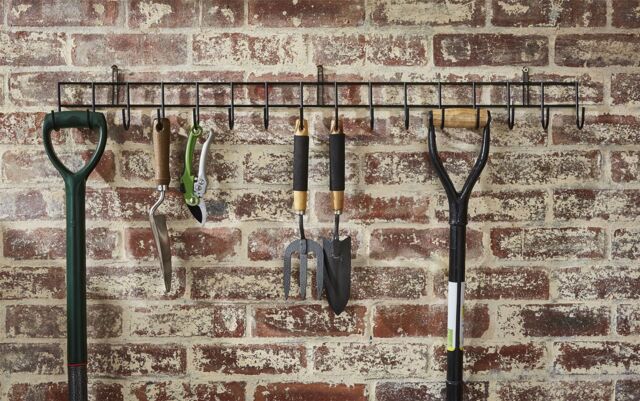 House of Home Garden Tool Wall Mounted Storage Rack Hook Holder Extra Long Shed Tidy Rail in Black - image 1