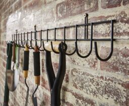 House of Home Garden Tool Wall Mounted Storage Rack Hook Holder Extra Long Shed Tidy Rail in Black - thumbnail 2