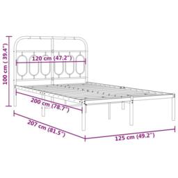 Berkfield Home Metal Bed Frame without Mattress with Headboard White 120x200cm - Size: Small Double - thumbnail 8