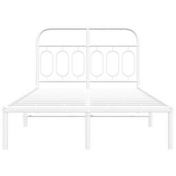 Berkfield Home Metal Bed Frame without Mattress with Headboard White 120x200cm - Size: Small Double - thumbnail 4