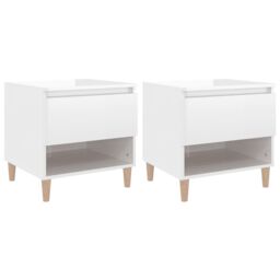 Berkfield Home Bedside Tables 2 pcs High Gloss White 50x46x50 Engineered Wood - thumbnail 2