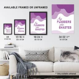 "Artery8 My Flabbers Are Ghasted Purple Word Play Funny Wall Art Print - Size: W12"" x H16""" - thumbnail 3