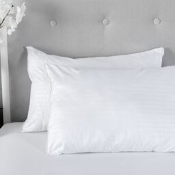 Snug City Satin Stripe Pillow Pair Soft Microfibre Cover Hollowfibre Filling Non Allergenic in White - thumbnail 2