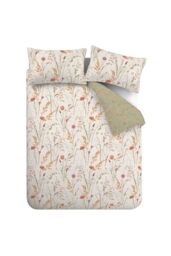 Catherine Lansfield 'Brushed Grasmere Floral' Cotton Reversible Duvet Cover Set in Green - Size: Single - thumbnail 5