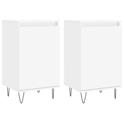 Berkfield Home Sideboards 2 pcs White 40x35x70 cm Engineered Wood in Black - Size: 40 x 35 x 70 cm - thumbnail 2