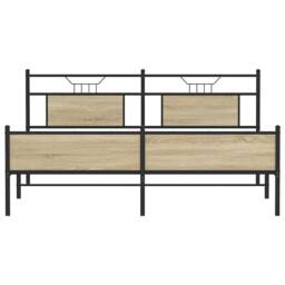 Berkfield Home Metal Bed Frame without Mattress Sonoma Oak 160x200 cm in Brown - thumbnail 6