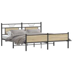 Berkfield Home Metal Bed Frame without Mattress Sonoma Oak 160x200 cm in Brown - thumbnail 3
