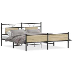 Berkfield Home Metal Bed Frame without Mattress Sonoma Oak 160x200 cm in Brown - thumbnail 1