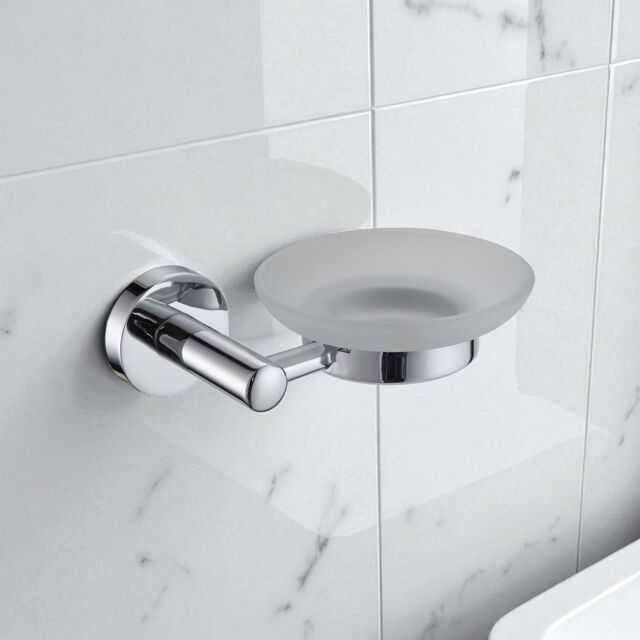 Showerdrape Modernity Chrome Stainless Steel & Frosted Glass Wall Mounted Soap Dish in Silver - image 1
