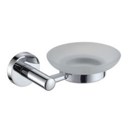 Showerdrape Modernity Chrome Stainless Steel & Frosted Glass Wall Mounted Soap Dish in Silver - thumbnail 3