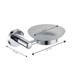 Showerdrape Modernity Chrome Stainless Steel & Frosted Glass Wall Mounted Soap Dish in Silver - thumbnail 2
