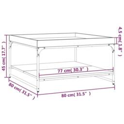 Berkfield Home Decorative Coffee Table Grey Sonoma 80x80x45 cm Engineered Wood a - Size: 80 x 80 x 45 cm - thumbnail 9